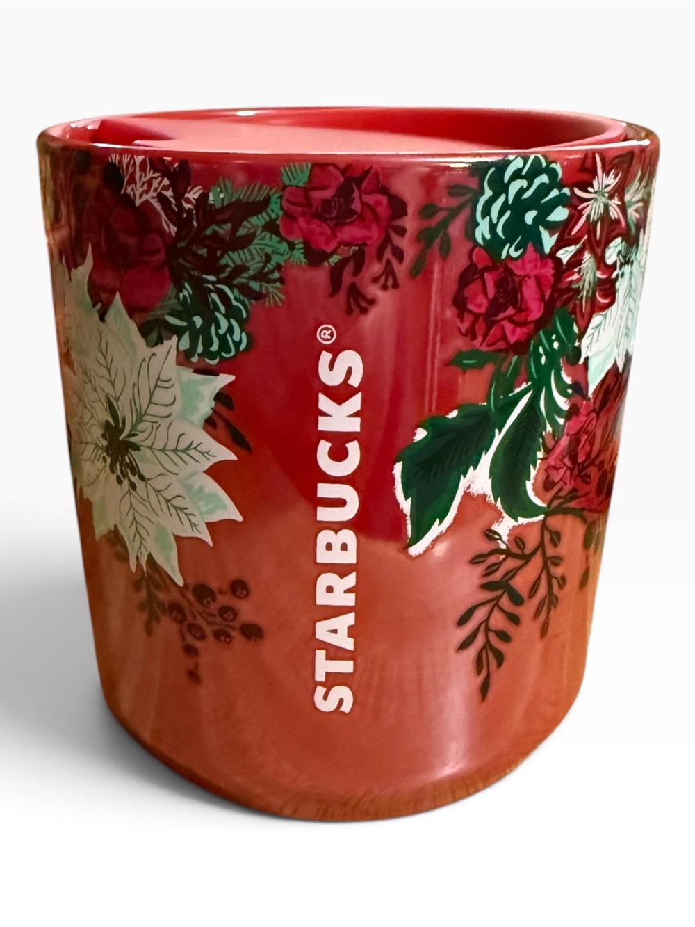 Starbucks Holiday 2022 Ceramic Tumbler Poinsettia 8oz with Lid